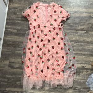 Dresses | Pink Strawberry Embroidered Dress | Poshmark Dresses | Pink Strawberry Embroidered Dress | Poshmark